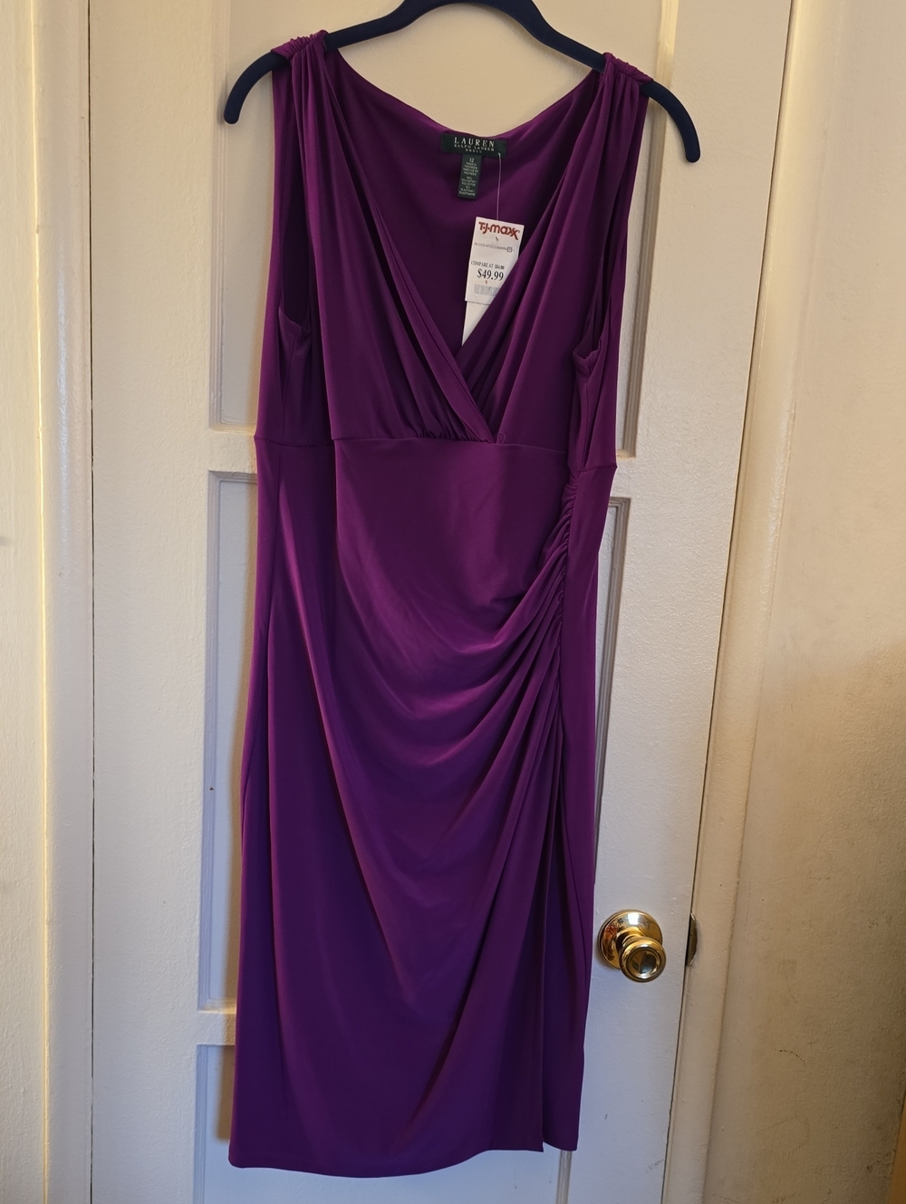 Lauren Ralph Lauren Jewel-Tone Purple Draped Midi Dress
